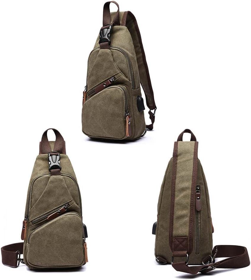 imageCanvas Sling Bag Crossbody Backpack Shoulder Casual Rucksack for Men Women Outdoor Cycling Hiking Travel Fishing BlackGreen
