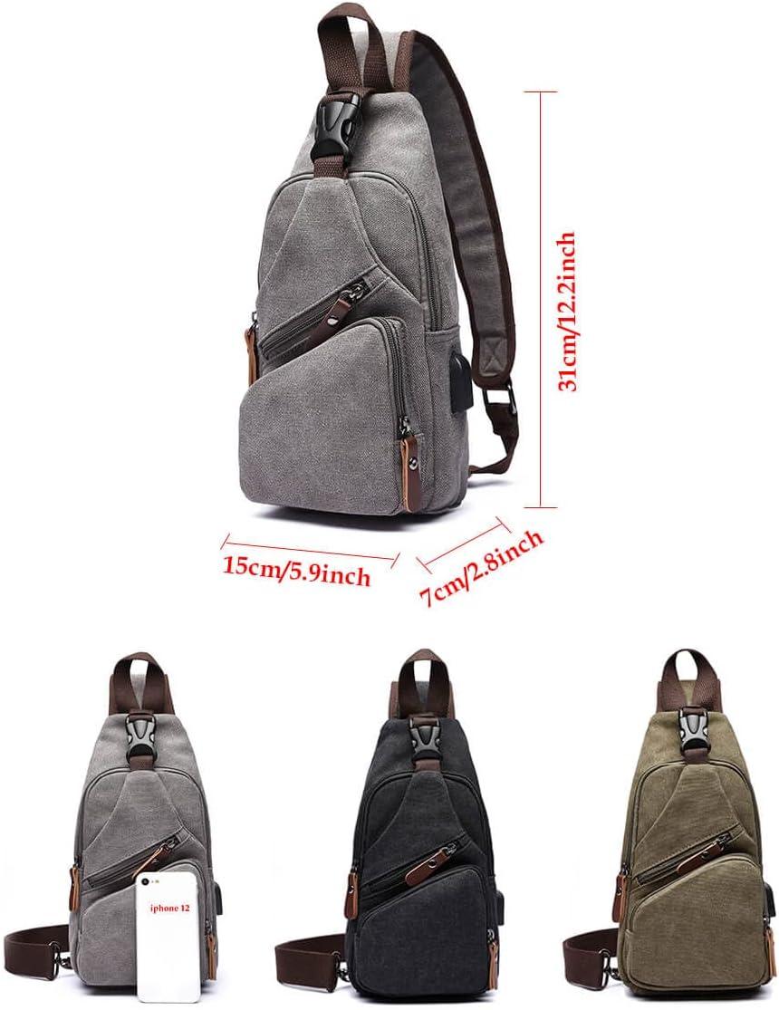 imageCanvas Sling Bag Crossbody Backpack Shoulder Casual Rucksack for Men Women Outdoor Cycling Hiking Travel Fishing BlackGreen