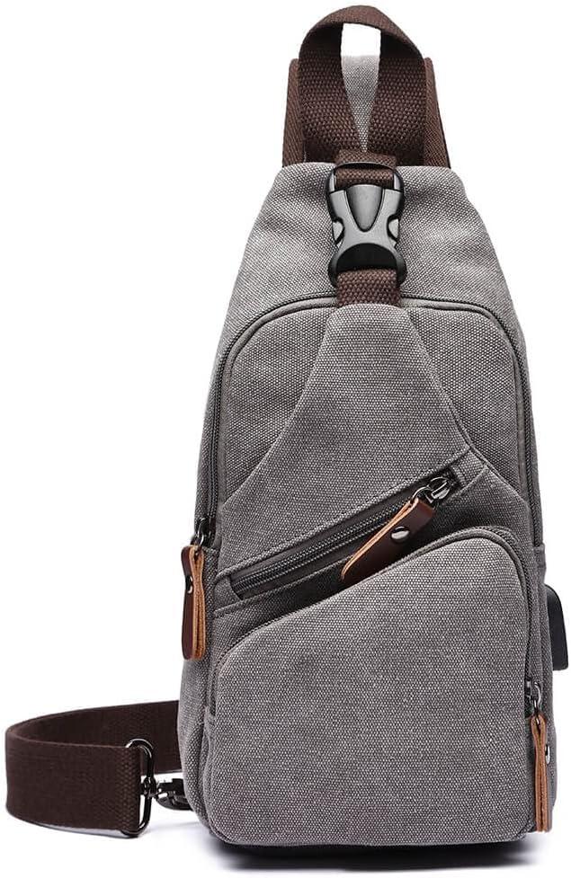 imageCanvas Sling Bag Crossbody Backpack Shoulder Casual Rucksack for Men Women Outdoor Cycling Hiking Travel Fishing BlackGrey