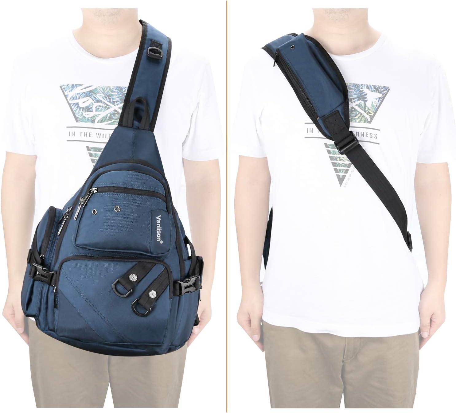 imageCrossbody Sling Bag Backpack for Men amp Women BlackCnavyfits 13 Laptop