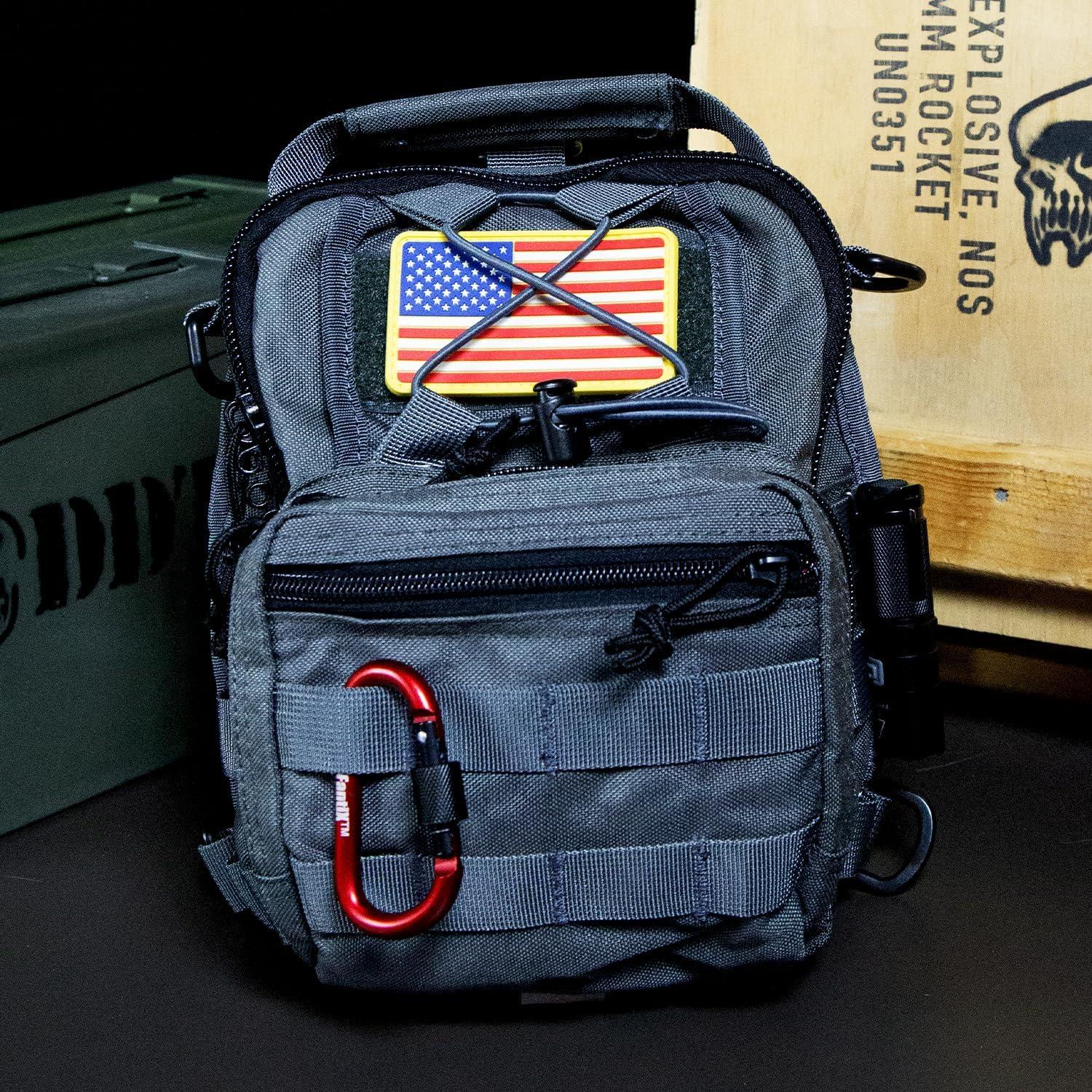 imageDDT Death Dealer Tactical Night Stalker Small Sling EDC Bag Color TanGunmetal