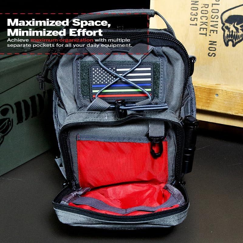 imageDDT Death Dealer Tactical Night Stalker Small Sling EDC Bag Color TanGunmetal