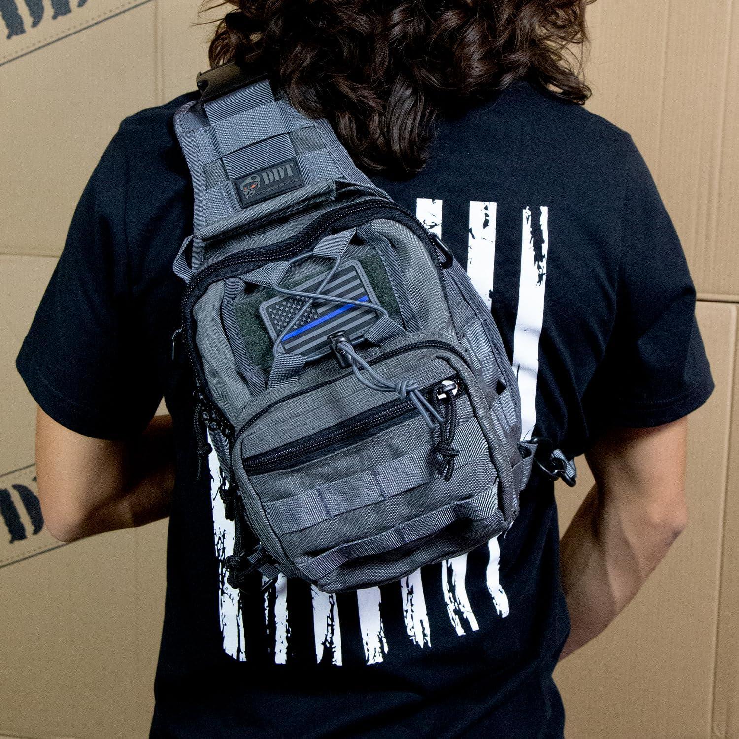 imageDDT Death Dealer Tactical Night Stalker Small Sling EDC Bag Color TanGunmetal