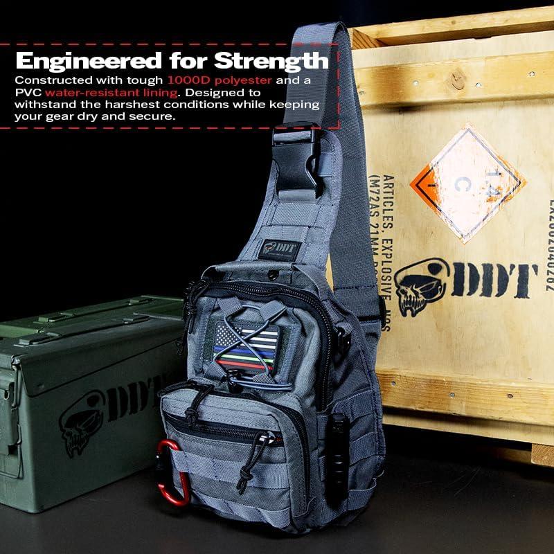 imageDDT Death Dealer Tactical Night Stalker Small Sling EDC Bag Color TanGunmetal
