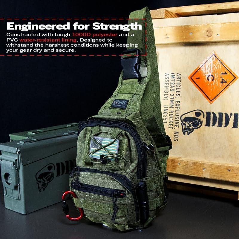 imageDDT Death Dealer Tactical Night Stalker Small Sling EDC Bag Color TanOd Green