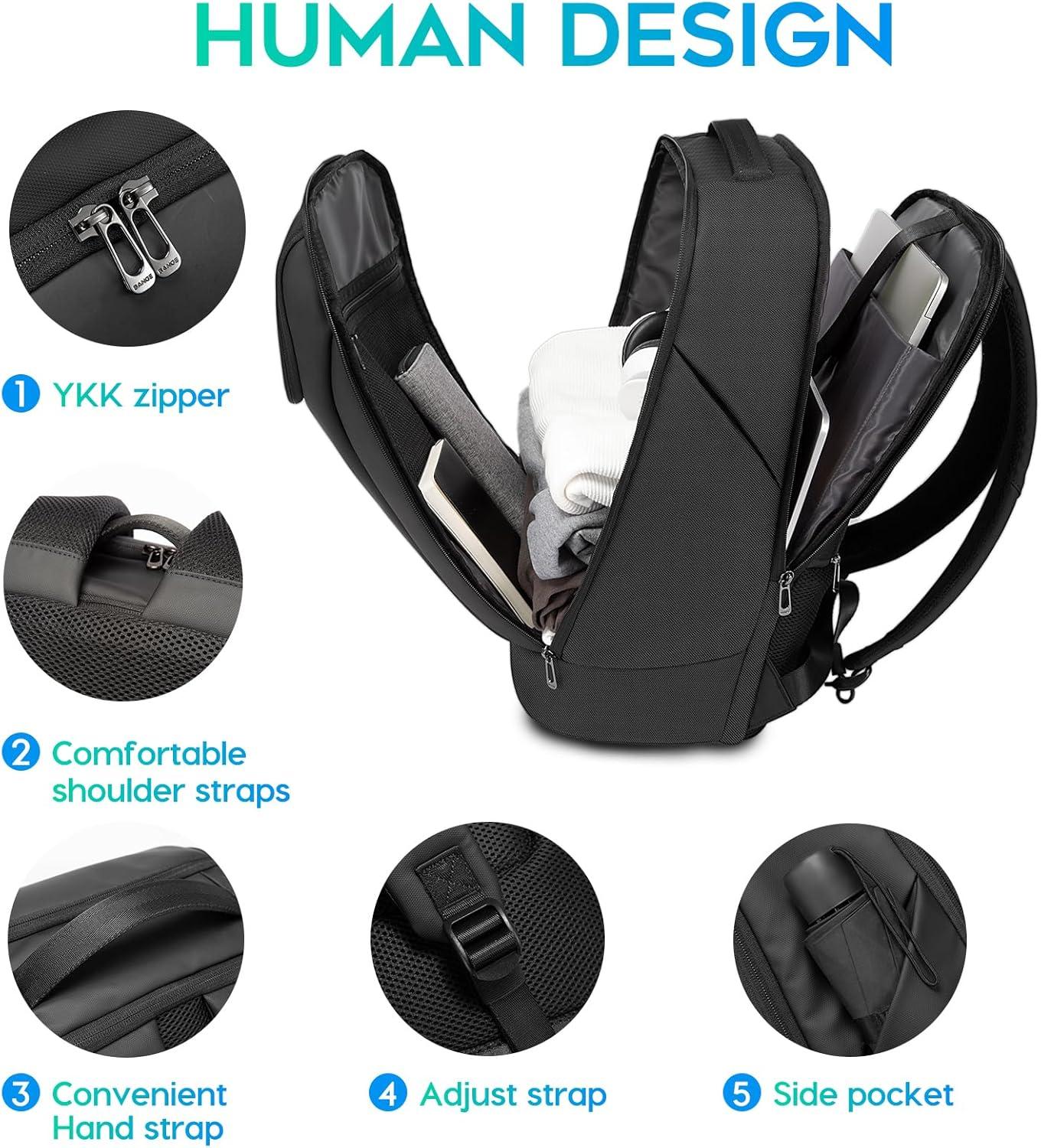imageFUTURE AESTHETICS Business Smart Backpack Waterproof for womenmenFight Approved Durable Backpack suitable as overnight and travel backpack BlackBlack