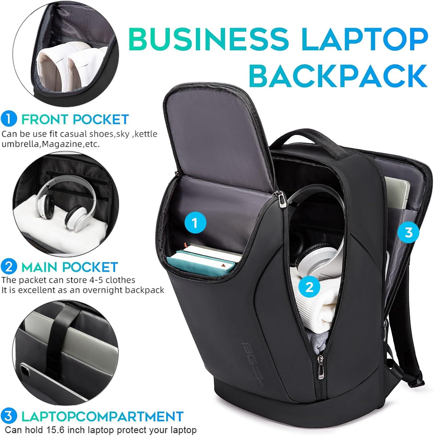 imageFUTURE AESTHETICS Business Smart Backpack Waterproof for womenmenFight Approved Durable Backpack suitable as overnight and travel backpack BlackBlack