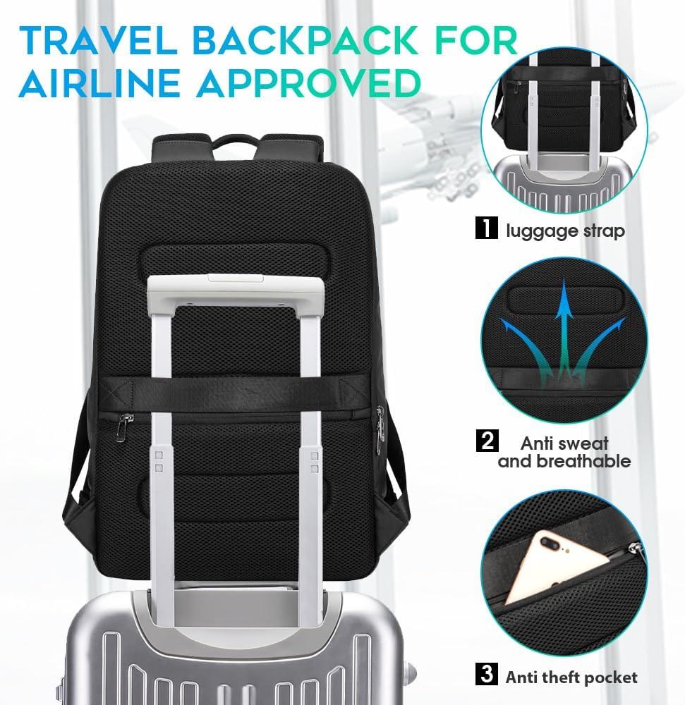 imageFUTURE AESTHETICS Business Smart Backpack Waterproof for womenmenFight Approved Durable Backpack suitable as overnight and travel backpack BlackBlack