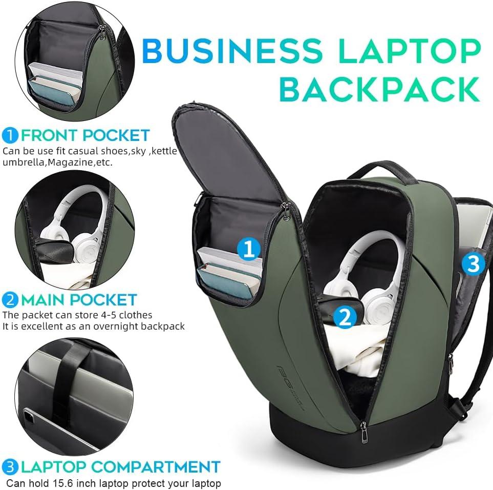 imageFUTURE AESTHETICS Business Smart Backpack Waterproof for womenmenFight Approved Durable Backpack suitable as overnight and travel backpack BlackGreen