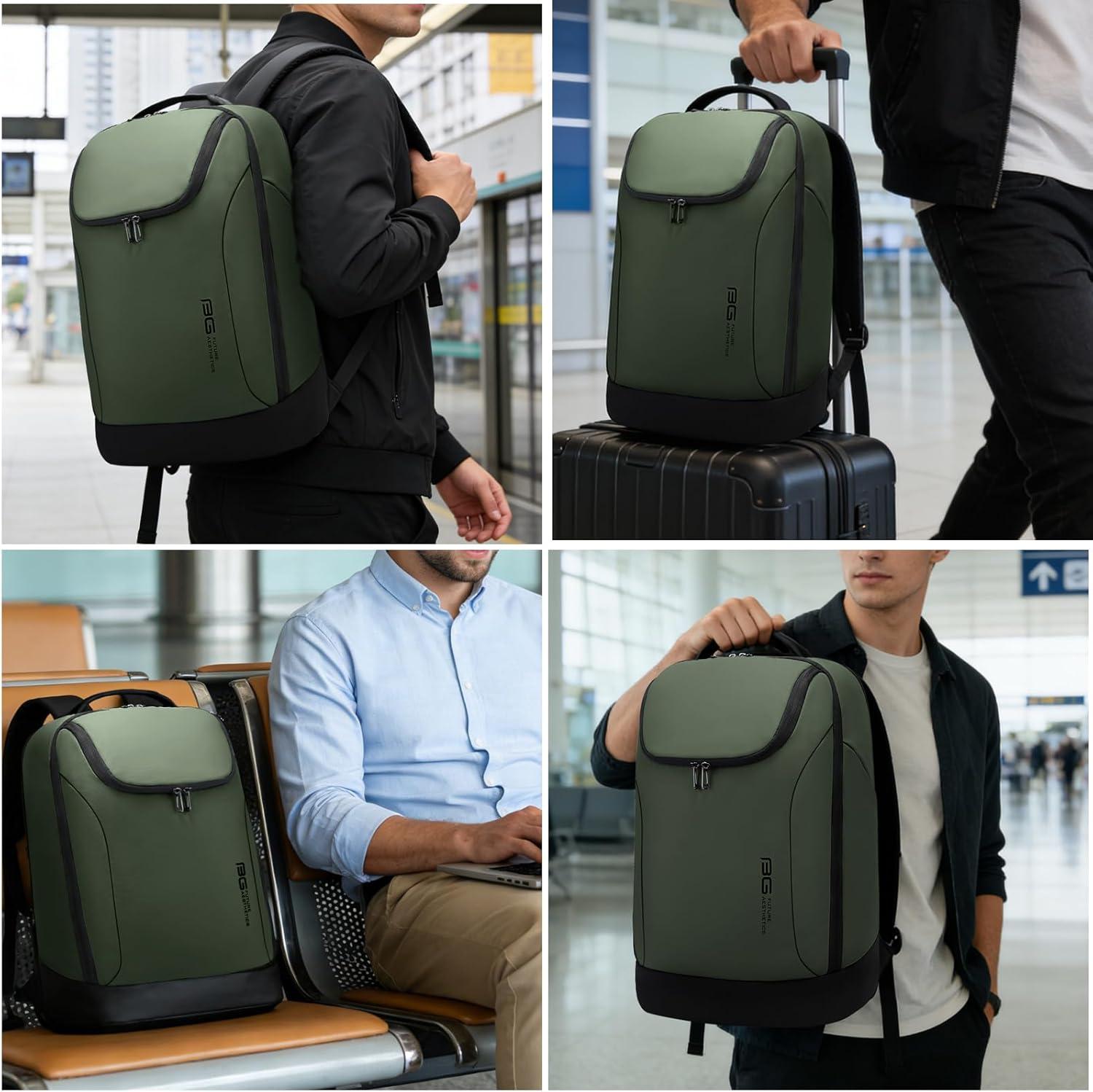 imageFUTURE AESTHETICS Business Smart Backpack Waterproof for womenmenFight Approved Durable Backpack suitable as overnight and travel backpack BlackGreen