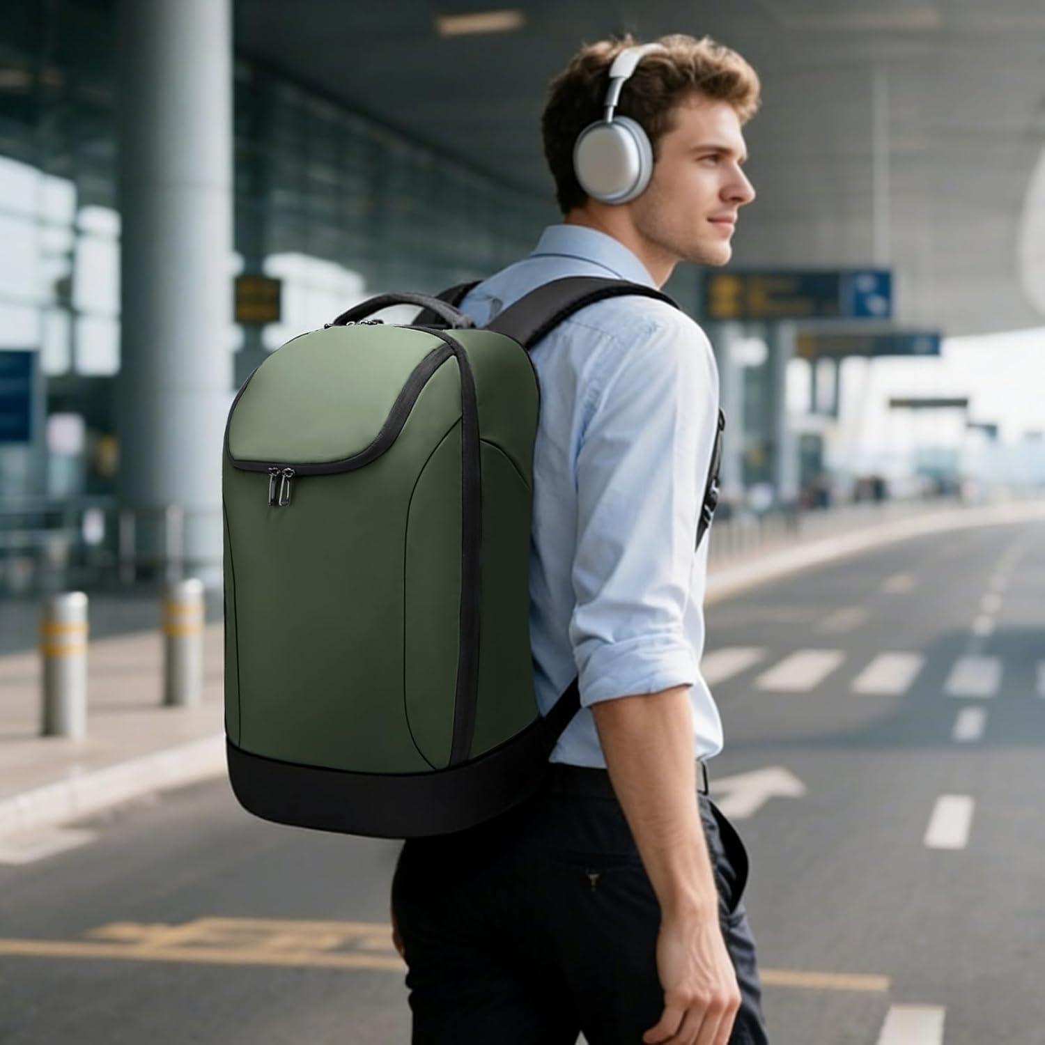 imageFUTURE AESTHETICS Business Smart Backpack Waterproof for womenmenFight Approved Durable Backpack suitable as overnight and travel backpack BlackGreen