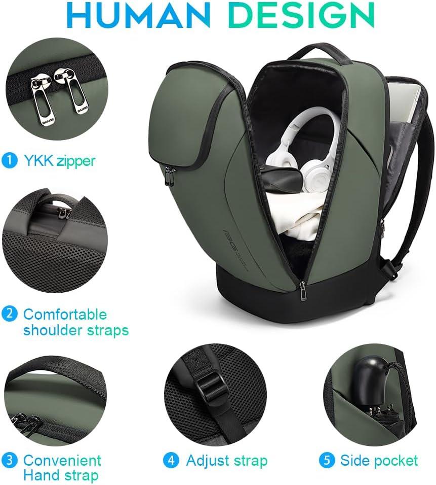 imageFUTURE AESTHETICS Business Smart Backpack Waterproof for womenmenFight Approved Durable Backpack suitable as overnight and travel backpack BlackGreen