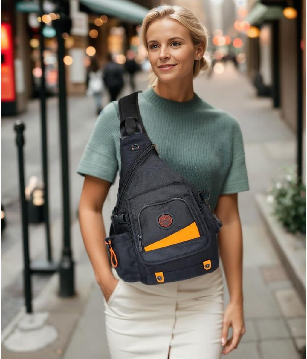 imageLarge Sling Bag Backpack Pack 13 14 Laptop Bag Satchel Festival Travel BlackBlack