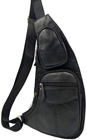 imageLeather Sling Bag Backpack for Men Women Crossbody Shoulder Chest Day Pack Outdoor Travel Camping Tactical Daypack02blacks
