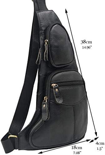 imageLeather Sling Bag Backpack for Men Women Crossbody Shoulder Chest Day Pack Outdoor Travel Camping Tactical Daypack02blacks