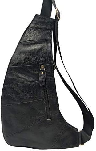 imageLeather Sling Bag Backpack for Men Women Crossbody Shoulder Chest Day Pack Outdoor Travel Camping Tactical Daypack02blacks