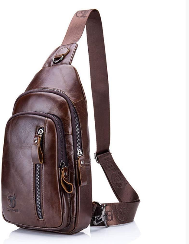 imageLeather Sling Bag Backpack for Men Women Crossbody Shoulder Chest Day Pack Outdoor Travel Camping Tactical Daypack06brown