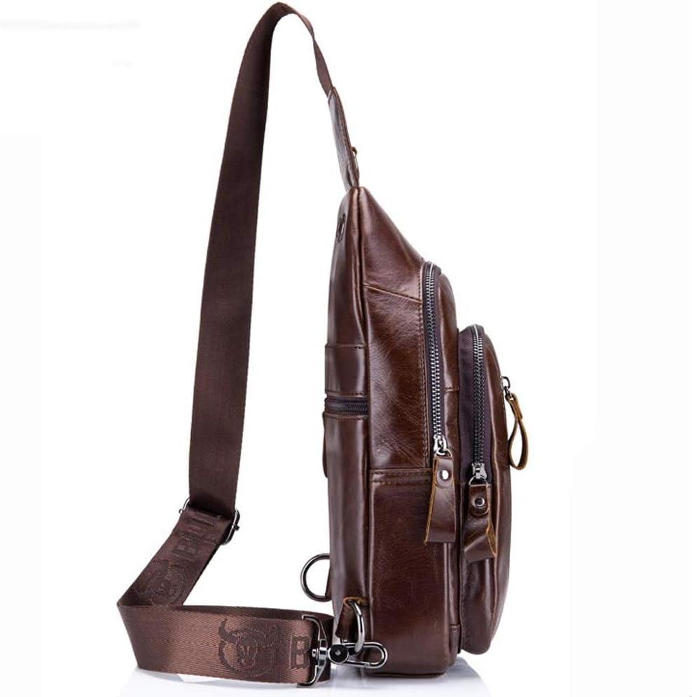 imageLeather Sling Bag Backpack for Men Women Crossbody Shoulder Chest Day Pack Outdoor Travel Camping Tactical Daypack06brown