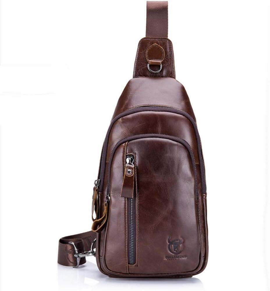 imageLeather Sling Bag Backpack for Men Women Crossbody Shoulder Chest Day Pack Outdoor Travel Camping Tactical Daypack06brown