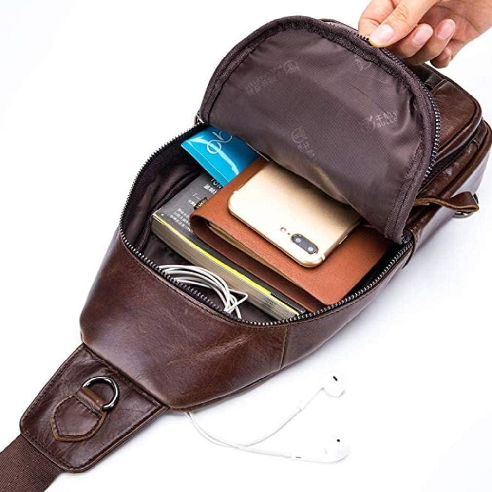 imageLeather Sling Bag Backpack for Men Women Crossbody Shoulder Chest Day Pack Outdoor Travel Camping Tactical Daypack06brown