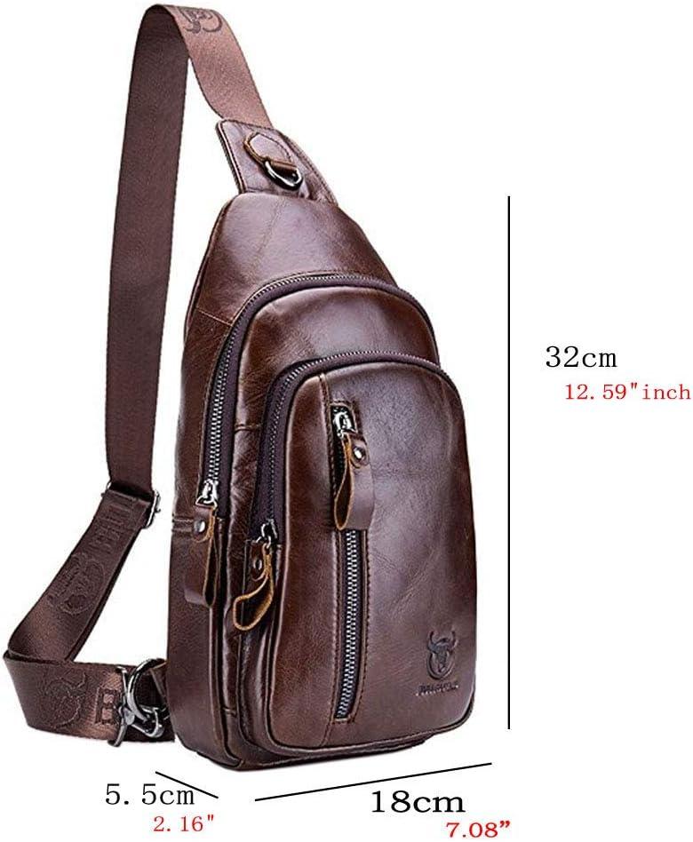 imageLeather Sling Bag Backpack for Men Women Crossbody Shoulder Chest Day Pack Outdoor Travel Camping Tactical Daypack06brown