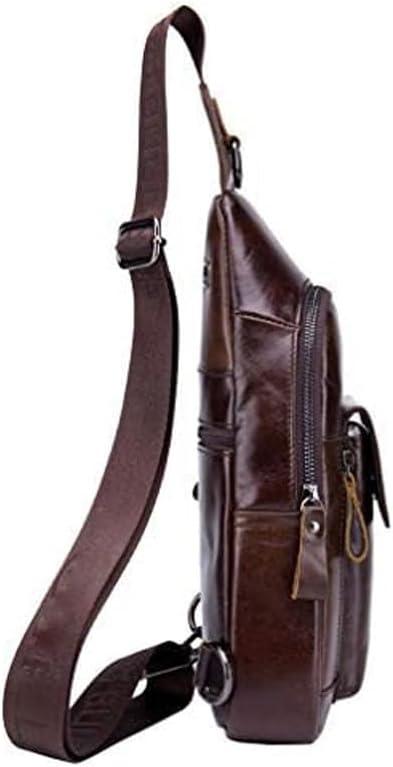imageLeather Sling Bag Backpack for Men Women Crossbody Shoulder Chest Day Pack Outdoor Travel Camping Tactical Daypack09coffee