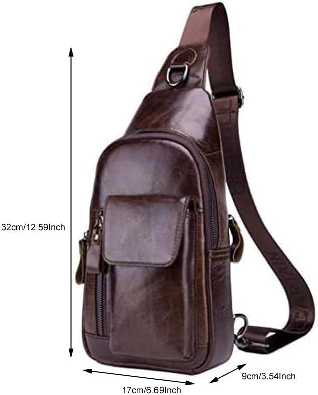 imageLeather Sling Bag Backpack for Men Women Crossbody Shoulder Chest Day Pack Outdoor Travel Camping Tactical Daypack09coffee