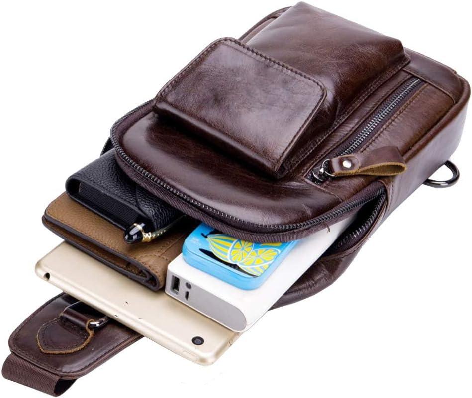 imageLeather Sling Bag Backpack for Men Women Crossbody Shoulder Chest Day Pack Outdoor Travel Camping Tactical Daypack09coffee