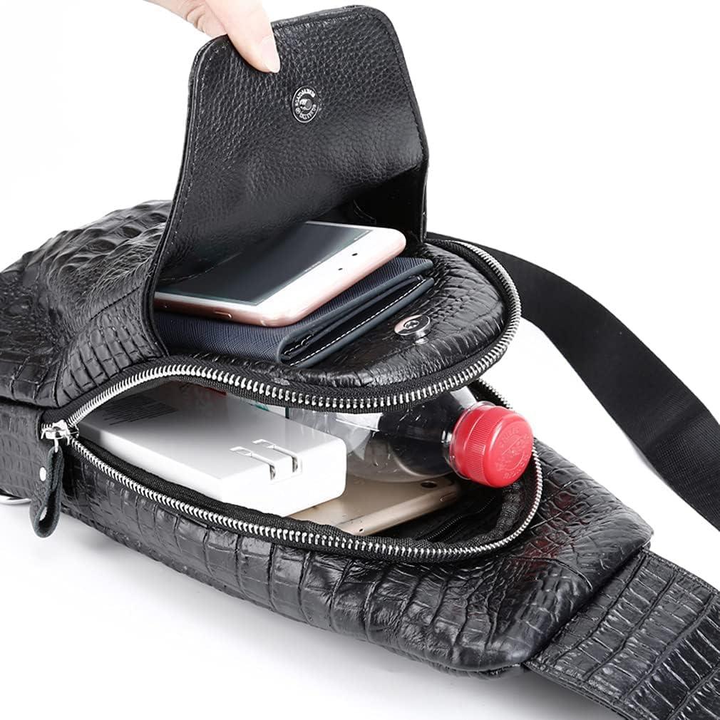 imageLeather Sling Bag Backpack for Men Women Crossbody Shoulder Chest Day Pack Outdoor Travel Camping Tactical Daypack11black