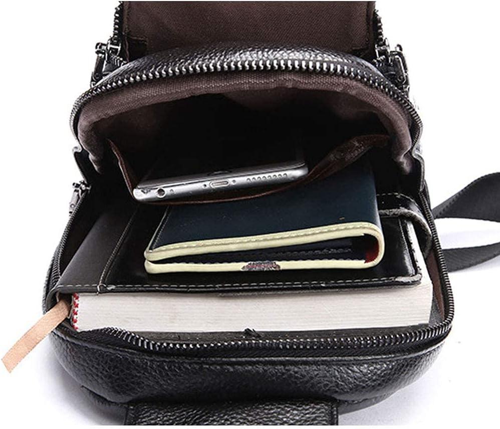 imageLeather Sling Bag Backpack for Men Women Crossbody Shoulder Chest Day Pack Outdoor Travel Camping Tactical Daypack13black