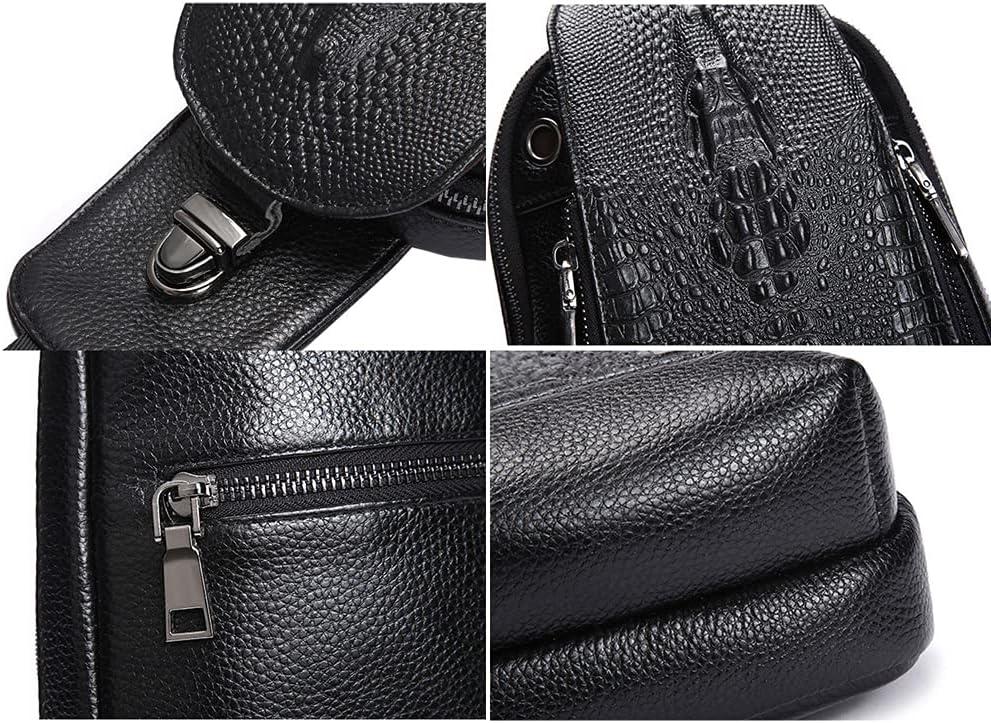 imageLeather Sling Bag Backpack for Men Women Crossbody Shoulder Chest Day Pack Outdoor Travel Camping Tactical Daypack13black