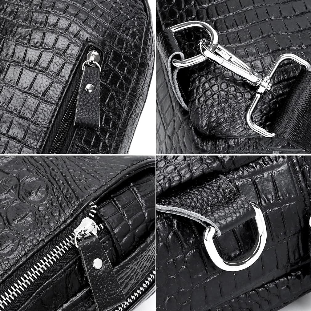 imageLeather Sling Bag Backpack for Men Women Crossbody Shoulder Chest Day Pack Outdoor Travel Camping Tactical Daypack15black