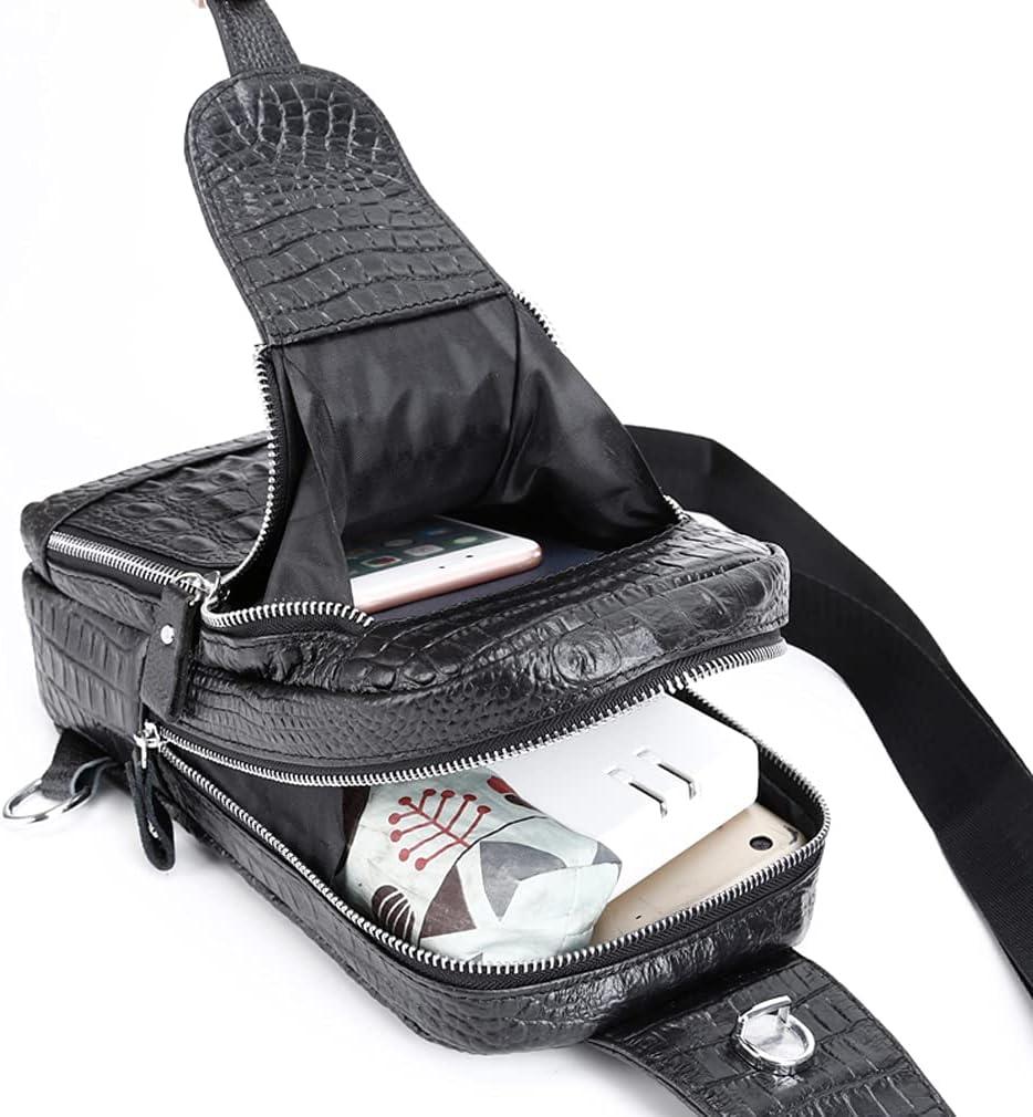 imageLeather Sling Bag Backpack for Men Women Crossbody Shoulder Chest Day Pack Outdoor Travel Camping Tactical Daypack15black