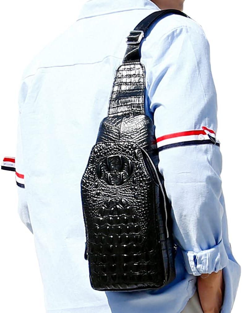 imageLeather Sling Bag Backpack for Men Women Crossbody Shoulder Chest Day Pack Outdoor Travel Camping Tactical Daypack15black