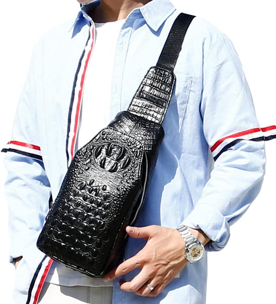 imageLeather Sling Bag Backpack for Men Women Crossbody Shoulder Chest Day Pack Outdoor Travel Camping Tactical Daypack15black