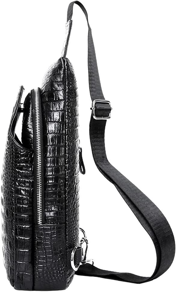 imageLeather Sling Bag Backpack for Men Women Crossbody Shoulder Chest Day Pack Outdoor Travel Camping Tactical Daypack15black