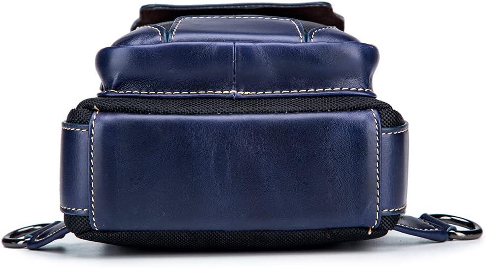 imageLeather Sling Bag Backpack for Men Women Crossbody Shoulder Chest Day Pack Outdoor Travel Camping Tactical Daypack17black Navy