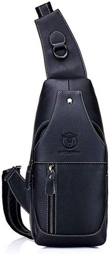 imageLeather Sling Bag Backpack for Men Women Crossbody Shoulder Chest Day Pack Outdoor Travel Camping Tactical Daypack18black