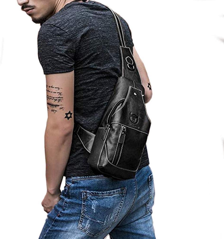 imageLeather Sling Bag Backpack for Men Women Crossbody Shoulder Chest Day Pack Outdoor Travel Camping Tactical Daypack18black