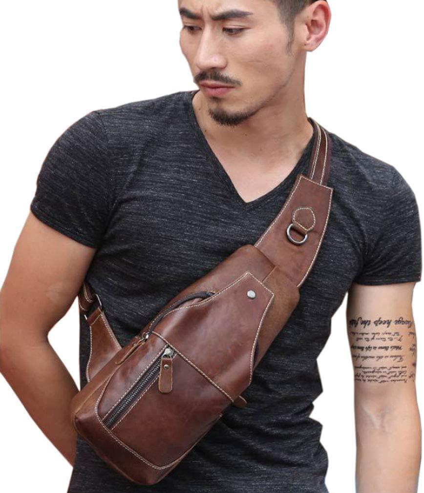 imageLeather Sling Bag Backpack for Men Women Crossbody Shoulder Chest Day Pack Outdoor Travel Camping Tactical Daypack18brown