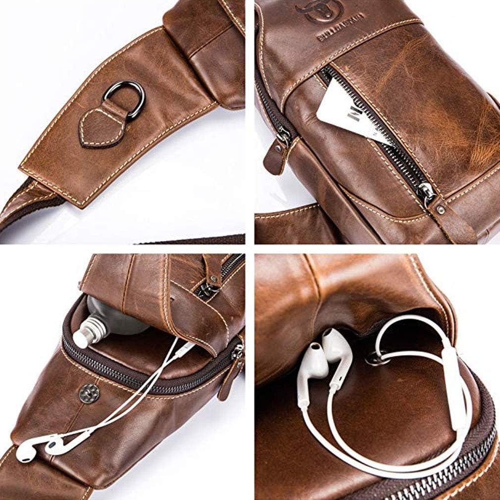 imageLeather Sling Bag Backpack for Men Women Crossbody Shoulder Chest Day Pack Outdoor Travel Camping Tactical Daypack18brown