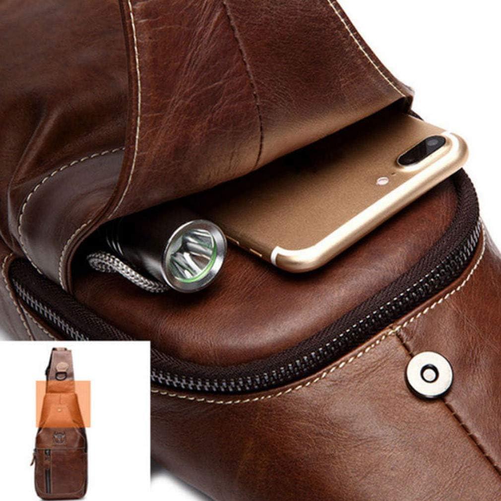 imageLeather Sling Bag Backpack for Men Women Crossbody Shoulder Chest Day Pack Outdoor Travel Camping Tactical Daypack18brown