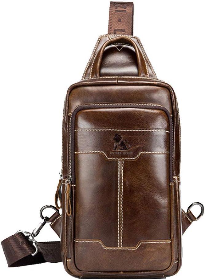 imageLeather Sling Bag Backpack for Men Women Crossbody Shoulder Chest Day Pack Outdoor Travel Camping Tactical Daypack19brown
