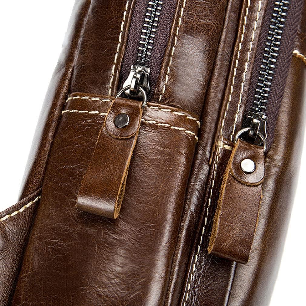 imageLeather Sling Bag Backpack for Men Women Crossbody Shoulder Chest Day Pack Outdoor Travel Camping Tactical Daypack19brown