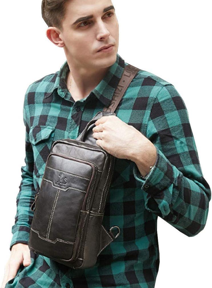 imageLeather Sling Bag Backpack for Men Women Crossbody Shoulder Chest Day Pack Outdoor Travel Camping Tactical Daypack19deep Coffee