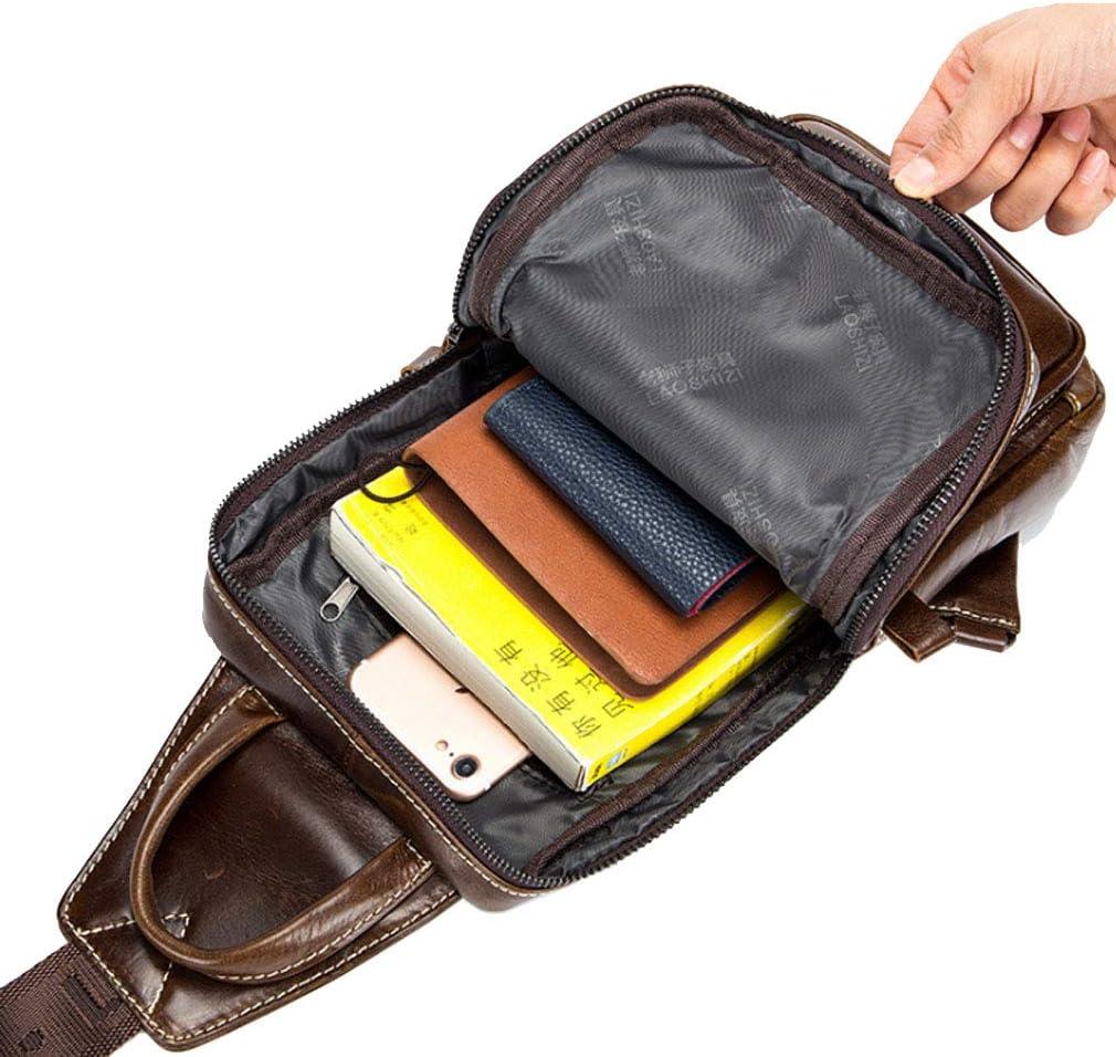 imageLeather Sling Bag Backpack for Men Women Crossbody Shoulder Chest Day Pack Outdoor Travel Camping Tactical Daypack19deep Coffee