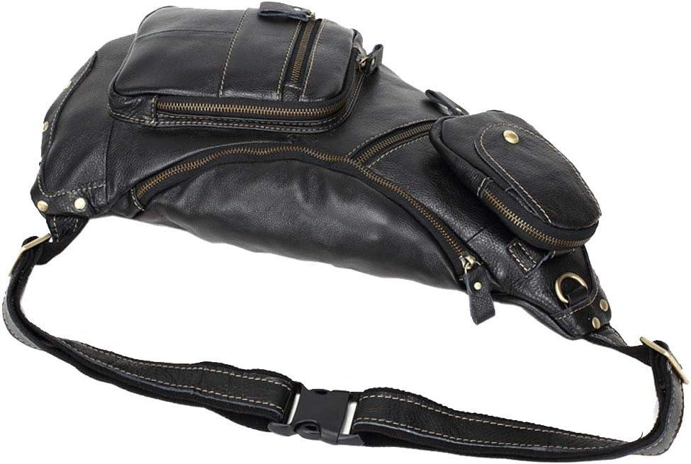 imageLeather Sling Bag Backpack for Men Women Crossbody Shoulder Chest Day Pack Outdoor Travel Camping Tactical Daypack28black