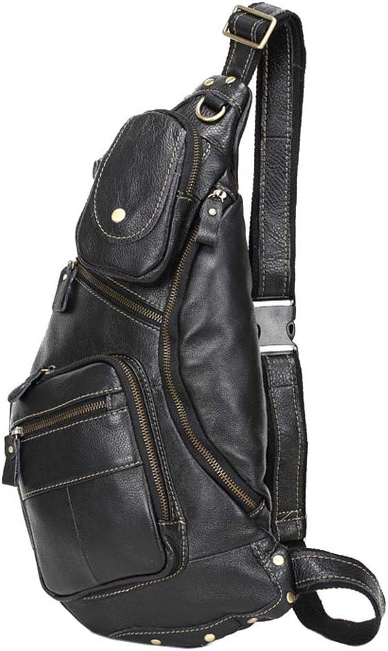 imageLeather Sling Bag Backpack for Men Women Crossbody Shoulder Chest Day Pack Outdoor Travel Camping Tactical Daypack28black
