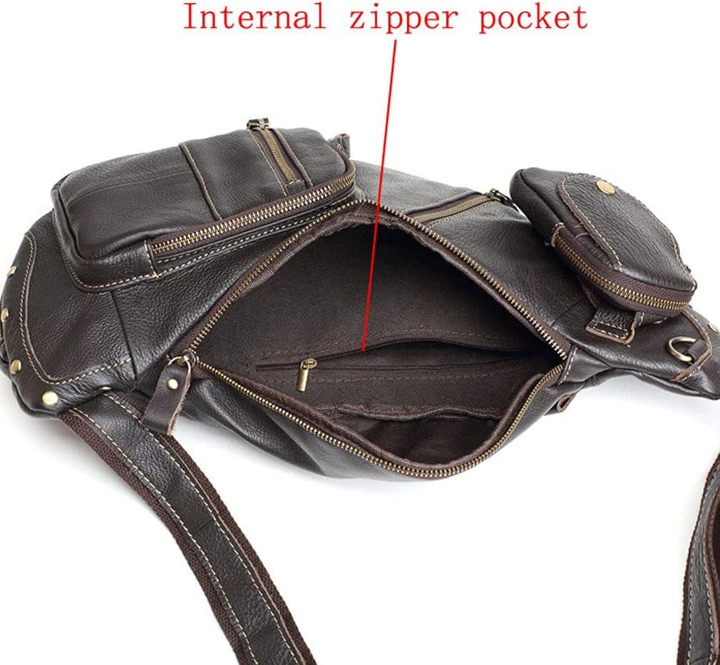 imageLeather Sling Bag Backpack for Men Women Crossbody Shoulder Chest Day Pack Outdoor Travel Camping Tactical Daypack28black