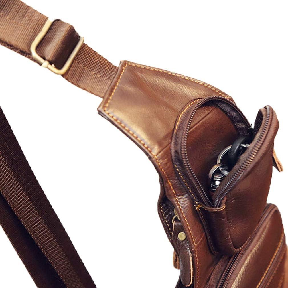 imageLeather Sling Bag Backpack for Men Women Crossbody Shoulder Chest Day Pack Outdoor Travel Camping Tactical DaypackCoffee